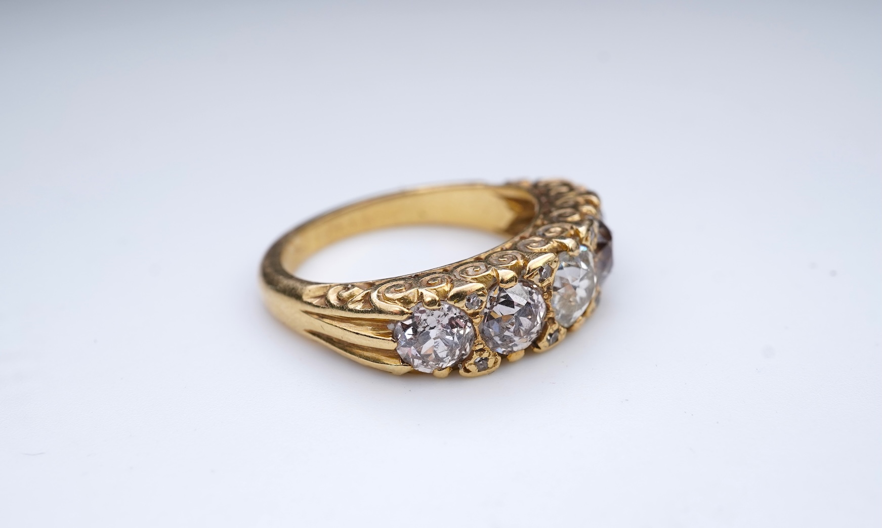 A five-stone diamond ring, circa 1900